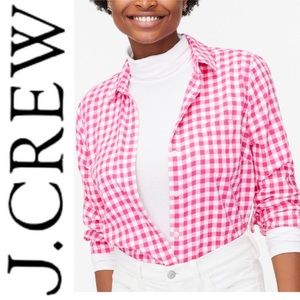 J Crew Boyfriend Fit Shirt Fuchsia & White Size Medium NWT